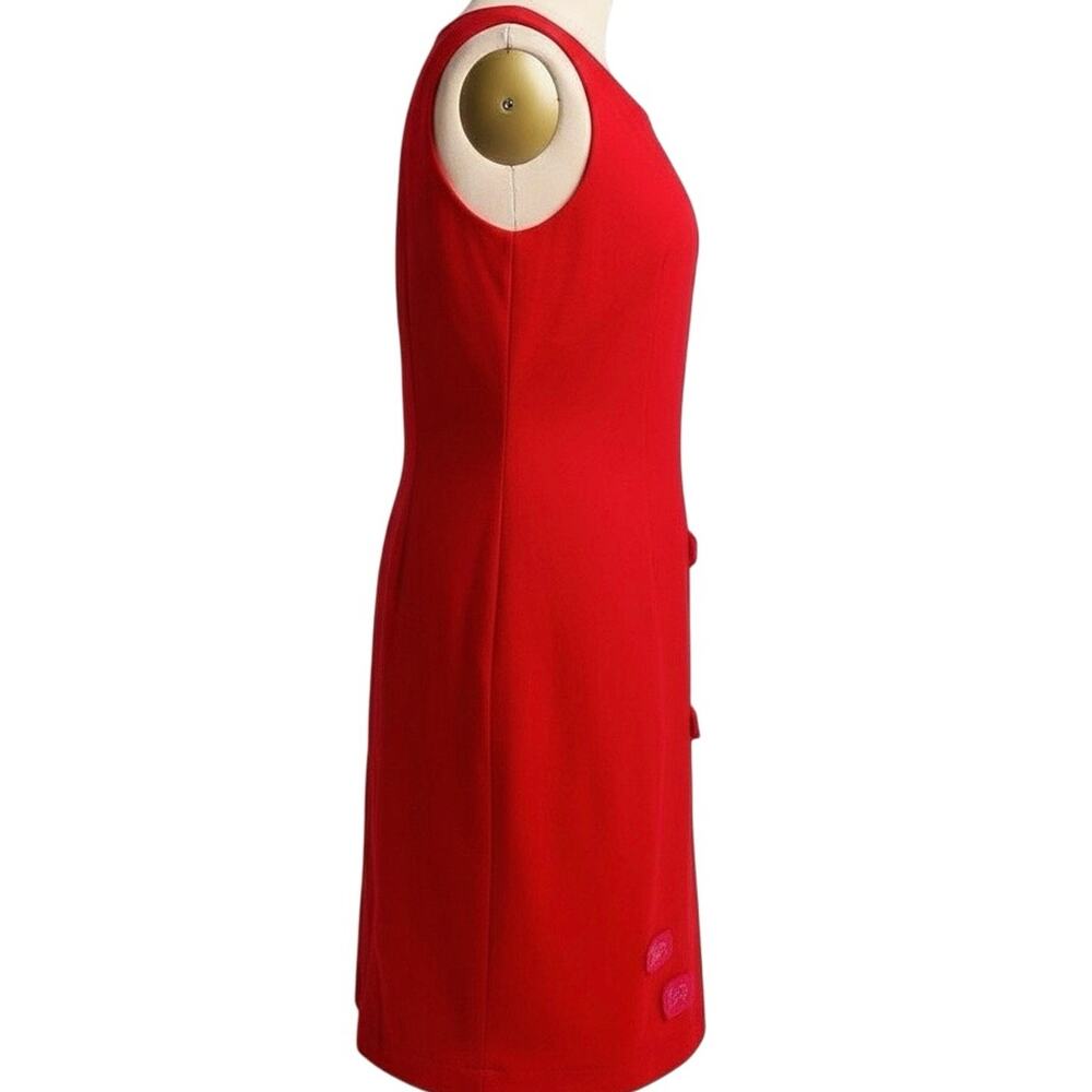 Calvin Klein Sheath Dress Red Asymmetric Zip Front Sleeveless Women Size 8 - Picture 3 of 5